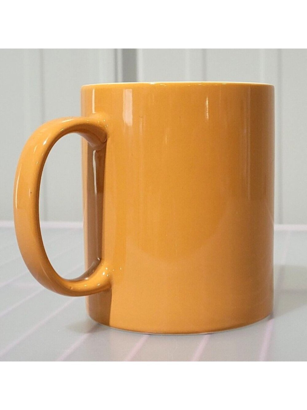 SPEAK UP Coral Orange Coffee Mug Stoneware Retro Print Microwave Safe 15 oz - Picture 2 of 5